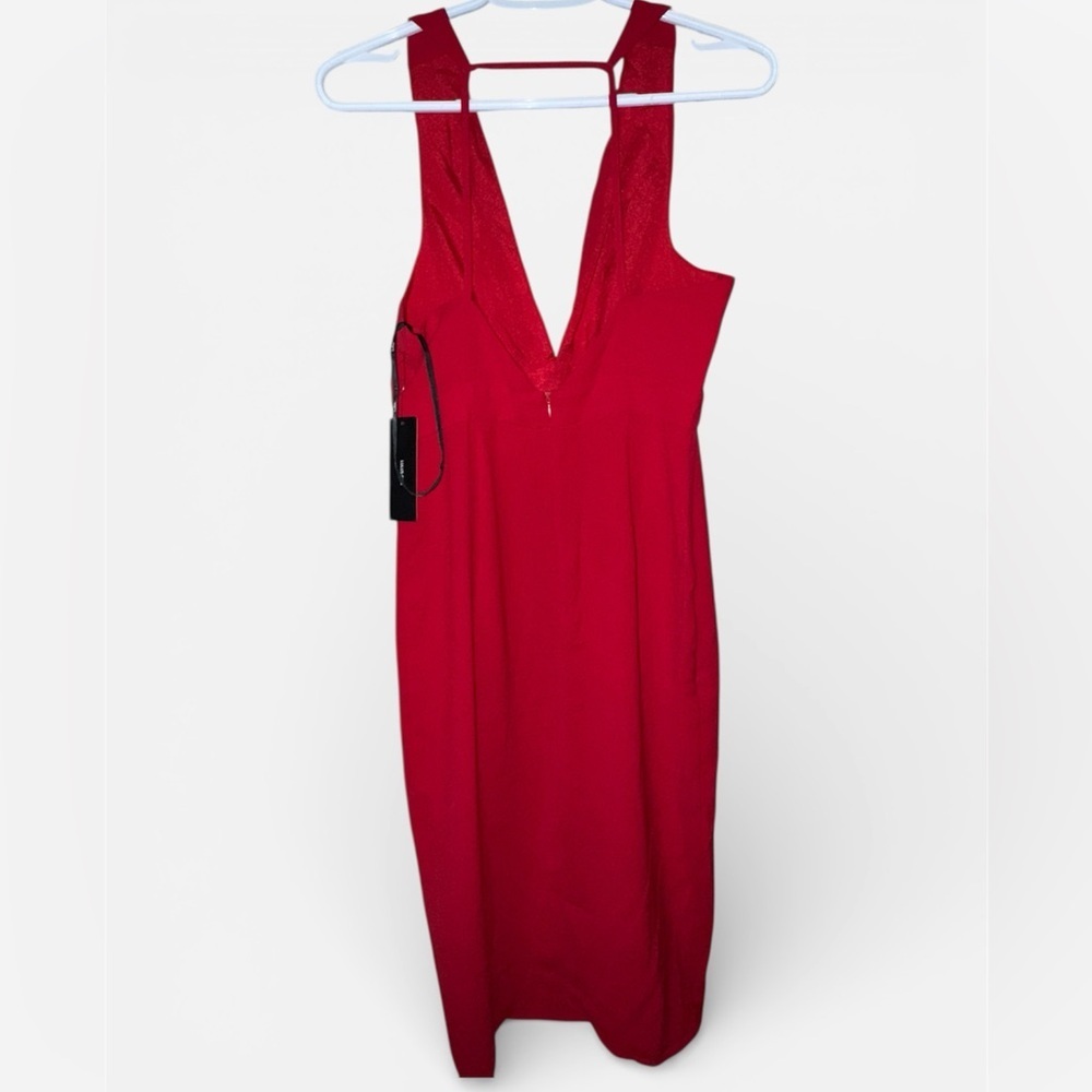 NWT Lulus Red Bodycon Midi Dress Small - Picture 7 of 8
